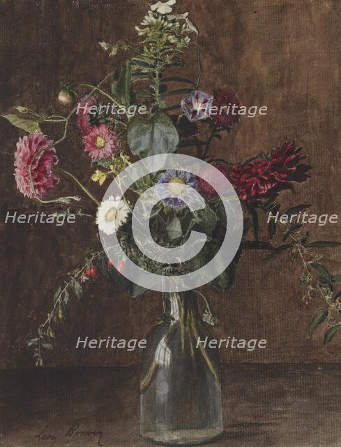 Bouquet of Flowers with Dahlias, c1862. Creator: Leon Bonvin.