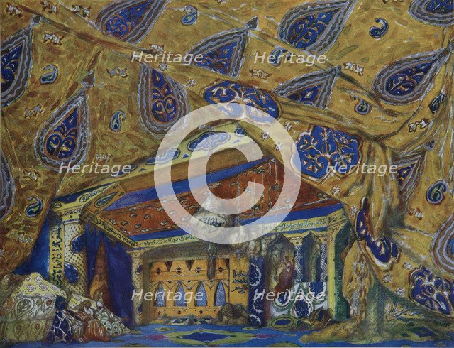 Stage design for the ballet Oriental Fantasy by Ippolitov-Ivanov and Mussorgsky, 1913. Artist: Bakst, Léon (1866-1924)