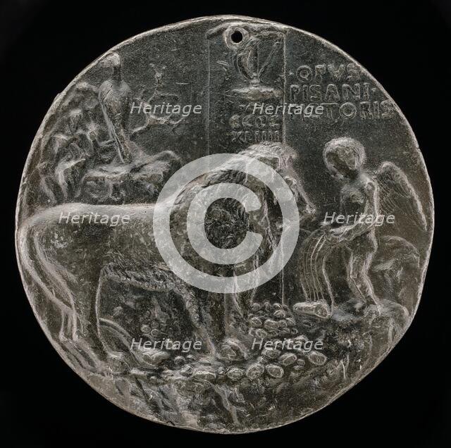 Lion Being Taught by Cupid to Sing [reverse], 1444. Creator: Pisanello.