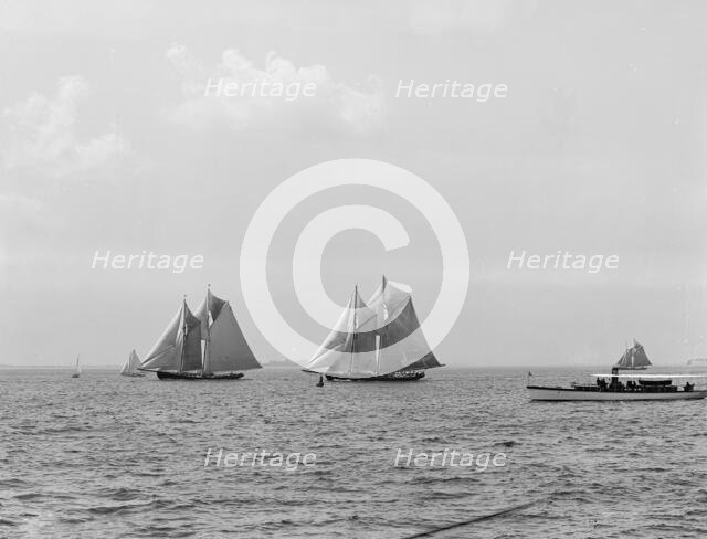 Jessie Costa and James W. Parker in first [?] Fishermen's Race for Lipton Cup, c1907. Creator: Unknown.
