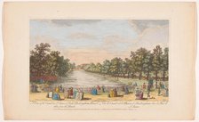 View of the canal in Saint James's Park in London, seen from the Horse Guards Parade, 1753. Creator: Stevens.