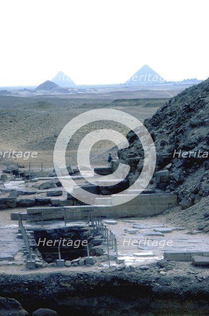 View south from the Step Pyramid to the Dashur necropolis, Saqqara, Egypt. Artist: Unknown