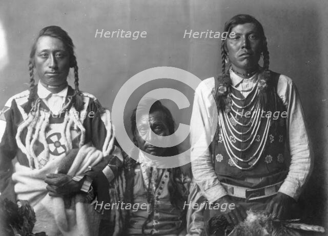 Spotted Eagle, Heavy Gun, and Robert Calf Robe, c1910. Creator: Edward Sheriff Curtis.