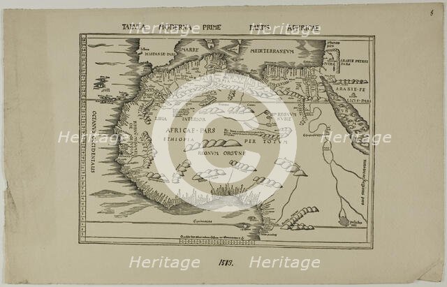 Tabula Moderna Prime Partis Aphricae, 1513, reprinted 1889. Creator: Unknown.