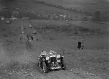 MG PA competing in the London Motor Club Coventry Cup Trial, Knatts Hill, Kent, 1938. Artist: Bill Brunell.