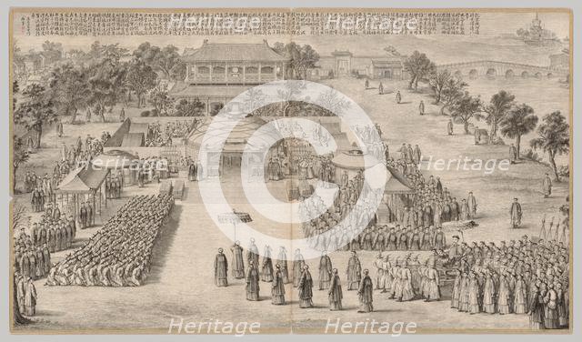 The Victory Banquet: from Battle Scenes of the Quelling of Rebellions..., c. 1765-1774; poem dated 1 Creator: Unknown.