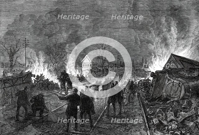The Railway Accident at Abbotts Ripton, Huntingdon: the scene on Saturday night, 1876. Creator: Unknown.