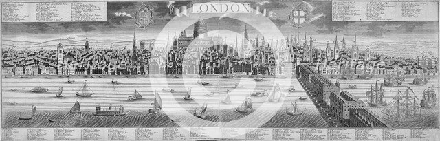 The City of London and the River Thames, 1710. Artist: Anon