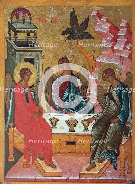 The Holy Trinity, 15th century. Artist: Russian icon  