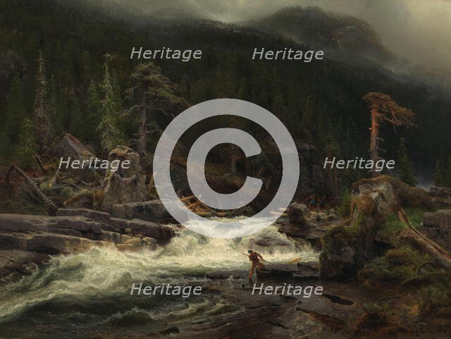 Waterfall in Telemark, 1852. Creator: Herman August Cappelen.