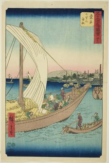Kuwana: Ferryboats at Shichiri (Kuwana, Shichiri no watashibune), no. 43 from the series "..., 1855. Creator: Ando Hiroshige.