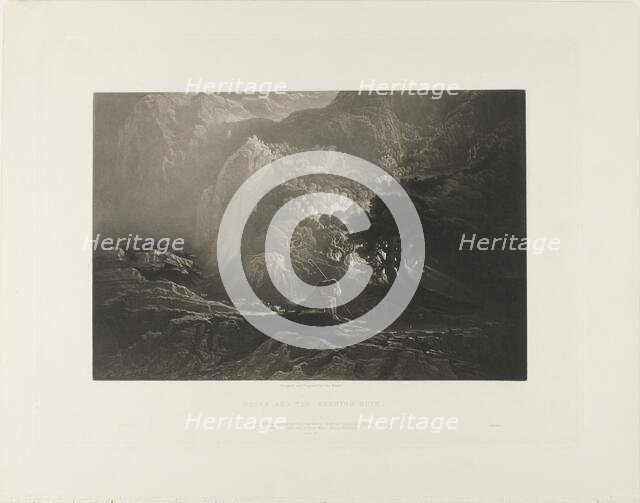 Moses and the Burning Bush, from Illustrations of the Bible, 1833. Creator: John Martin.