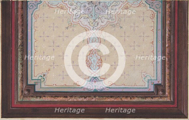 Design for the painted decoration of a ceiling with bursts and filagree, 1830-97. Creators: Jules-Edmond-Charles Lachaise, Eugène-Pierre Gourdet.