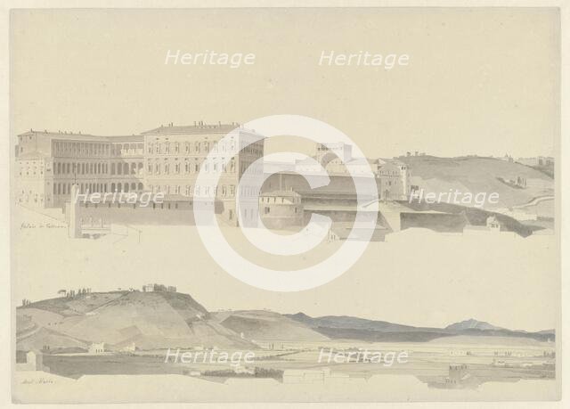 View of the Vatican Palaces and of the Monte Mario, c.1809-c.1812. Creator: Josephus Augustus Knip.
