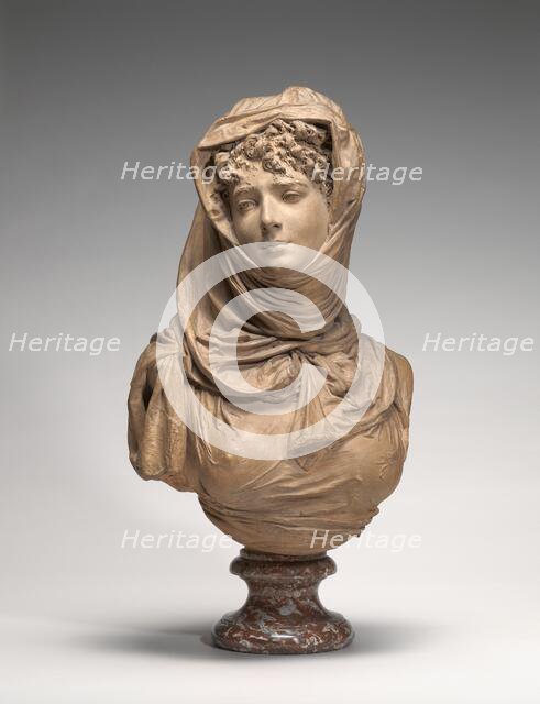 Fantasy Bust of a Veiled Woman (Marguerite Bellanger?), c. 1865/1870. Creator: Albert Ernest Carrier de Belleuse.