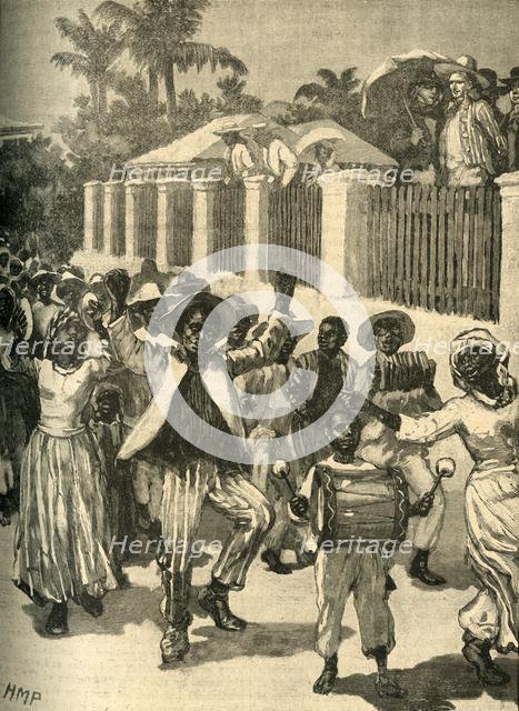 Slavery emancipation festival in Barbados, c1834 (c1890). Creator: Unknown.