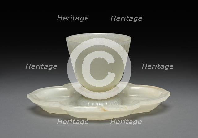 Lotus-shaped Dish and Cup, 1736-1795. Creator: Unknown.