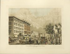 Corner of State and Washington Streets, Chicago, in the Yea..., published June 1928 (1865 depicted). Creator: Raoul Varin.
