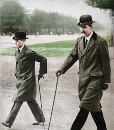 Prince Edward walking with Mr HP Hansell, his tutor, at Auteuil, France, 1912 (1936). Creator: Unknown.