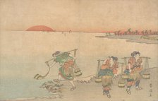 Three Water Carriers at the Shore, late 18th century. Creator: Katsukawa Shunko.