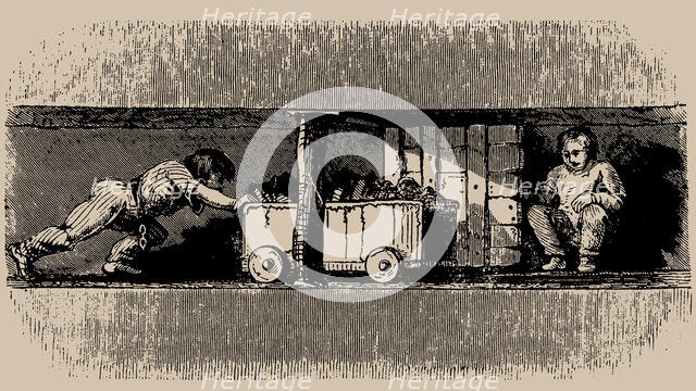 Child labour in coal mines: Thruster and a trapper in a coal mine, Second Half of the 19th cen.. Creator: Anonymous ().