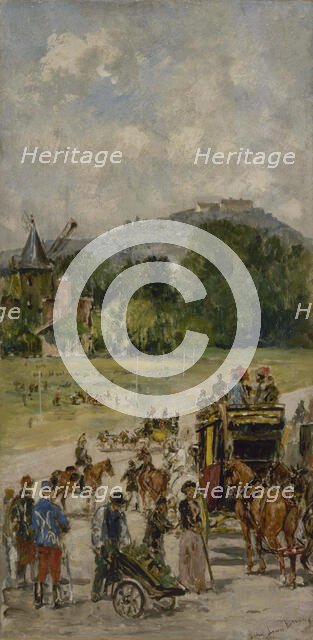 Esquisse pour le salon des Sciences de l'Hôtel de Ville : Le champ de courses de Longchamp, c.1889. Creator: John-Lewis Brown.