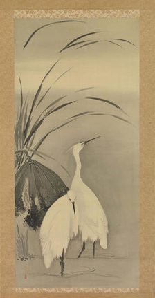 Two Egrets and Lotus, 1761-1828. Creator: Sakai Hoitsu.