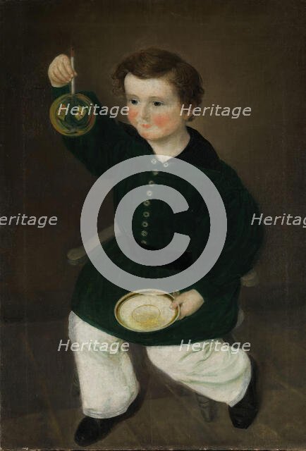 Boy with soap bubble; Portrait of Gustav Antonio Gjessing as a child, 1841. Creator: Matthias Stoltenberg.