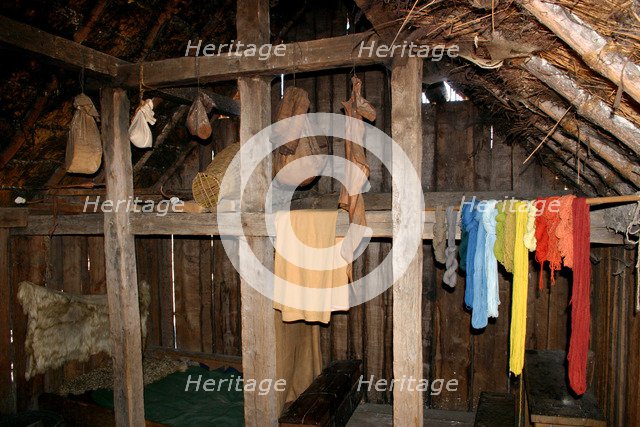 House interior, West Stow Country Park and Anglo-Saxon Village, Bury St Edmund's, Suffolk.