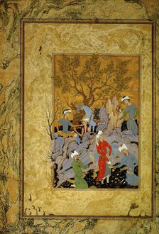 'A Princely Hawking Party in the Mountains', c1575.  Artist: Mirza 'Ali