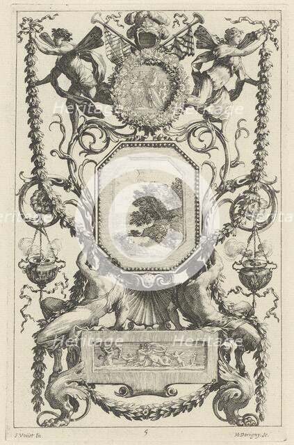 Ornamental Panel Surmounted by a Medallion with a Sacrifice, 1647. Creator: Michel Dorigny.