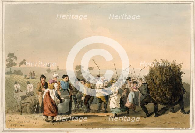 Rape threshing, 1814.  Creators: Daniel Havell, Robert Havell.