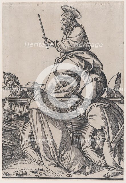 Section E: Christ riding on a triumphal cart, from The Triumph of Christ, 1836. Creator: Andrea Andreani.