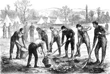 Sketches in Ireland: Property Defence Association: digging potatoes at Woodgyft, Co. Kilkenny, 1881. Creator: Unknown.
