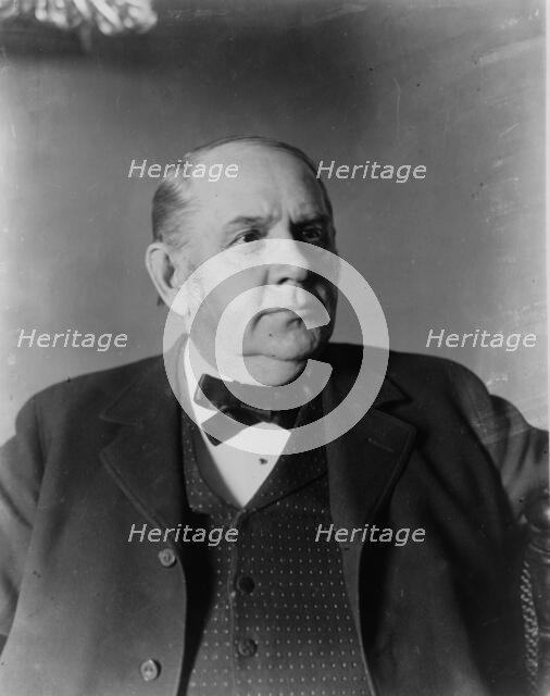 Marcus Alonzo Hanna, head-and-shoulders portrait, facing right, between c1890 and 1904. Creator: Frances Benjamin Johnston.