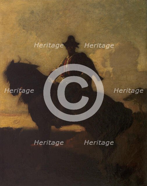 Berger à cheval dans la campagne de Rome, between 1855 and 1859. Creator: Francois-Nicolas Chifflart.