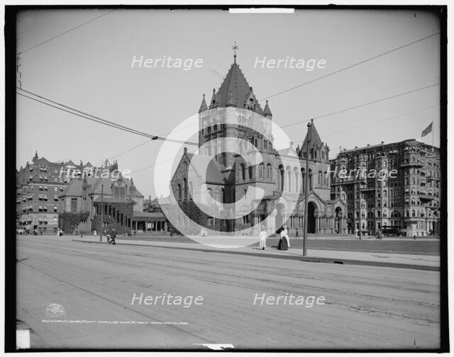 Copley Square, Trinity Church, Art Museum, Public Library, Boston, Mass., c1906. Creator: Unknown.