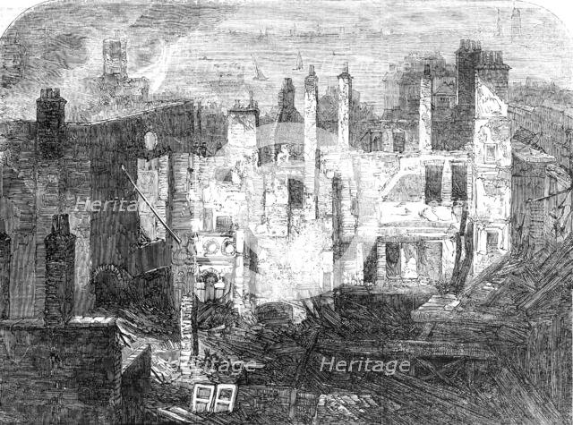 Remains of the Whittington Club, after the fire, 1854. Creator: Unknown.