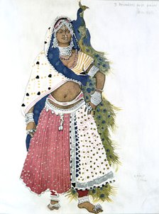 'Bayadere with Peacock', ballet costume design, 1911. Artist: Leon Bakst