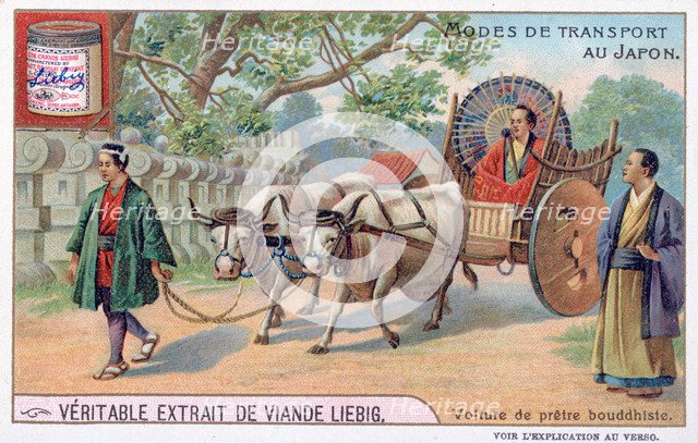 Modes of transport in Japan, convey of a Buddhist priest, 19th century. Artist: Unknown