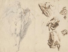 Apollo and Studies of the Artist's Own Hand [recto], 1730/1732. Creator: Francesco Fontebasso.
