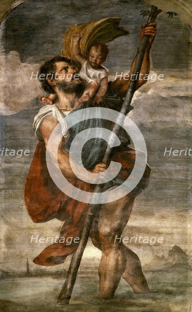 Saint Christopher, 1523-1524 . Creator: Titian (1488-1576).