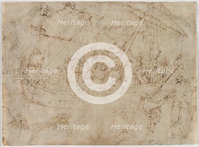 Navicella (recto) Two Drawings of Ships (verso), c. 1410s. Creator: Parri Spinelli (Italian, 1387-c. 1453).