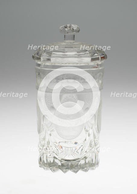 Covered Beaker, Bohemia, c. 1820/25. Creator: Bohemia Glass.