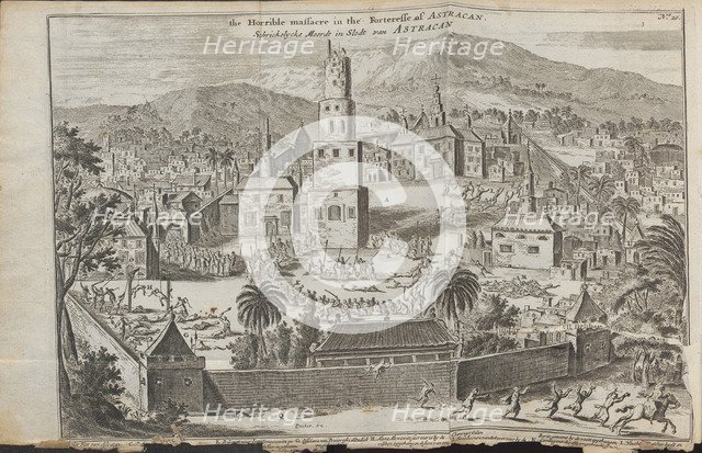 The Stepan Razin's riots in Astrakhan (From: Drie aanmerkelyke reizen), 1675. Artist: Struys, Jan Jansz. (1630-1694)