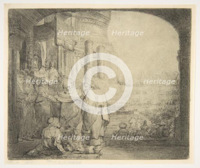 Peter and John Healing the Cripple at the Gate of the Temple, 1659. Creator: Rembrandt Harmensz van Rijn.