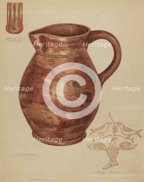 Red Earthenware Pitcher, 1935/1942. Creator: Jessica Price.