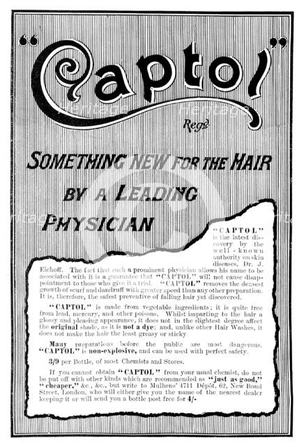 Advertisement for Captol, 1898. Creator: Unknown.