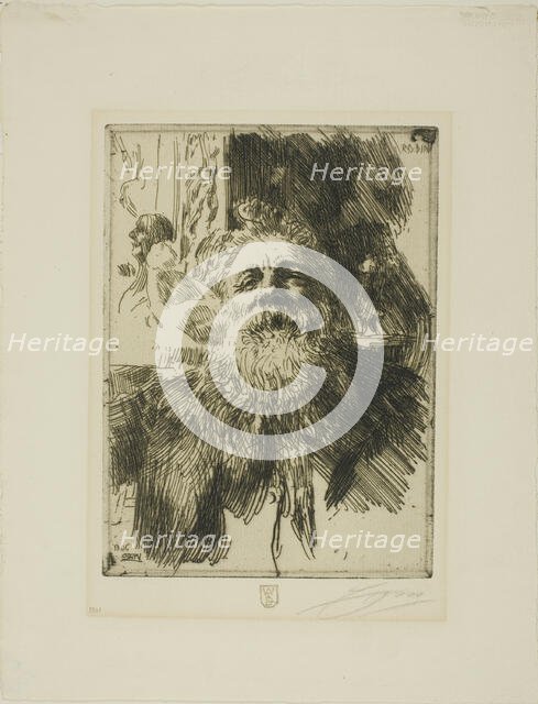 Auguste Rodin, 1906. Creator: Anders Leonard Zorn.