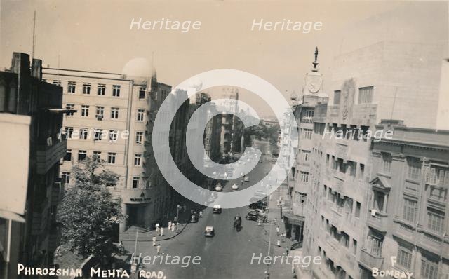 'Phirozshah Mehta Road, Bombay'.  Creator: Unknown.